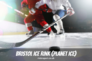 Two ice hockey players fight for a puck during a match as an example for bristol ice rink also known as planet ice bristol in england uk
